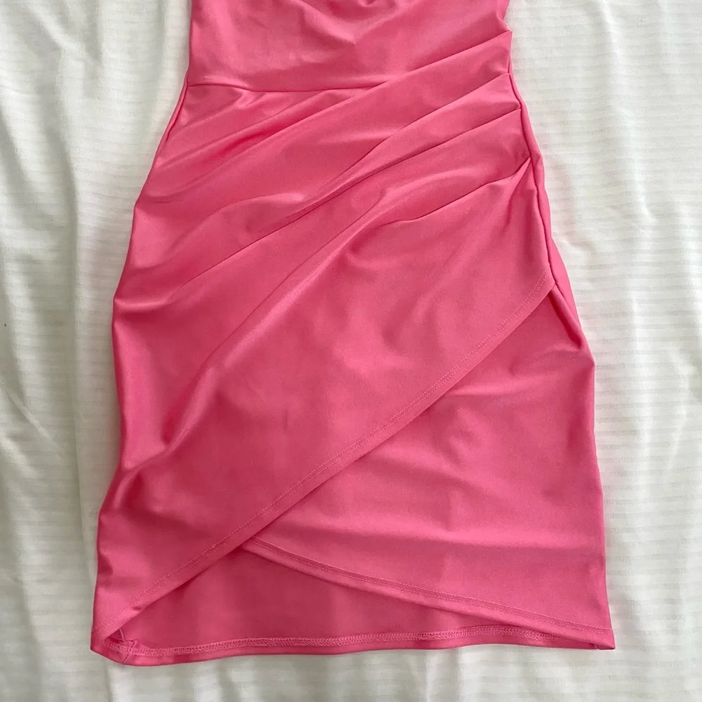 New Draped Satin Mini Dress - Picture 2 of 5